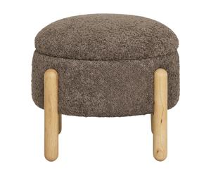 House Nordic Pouf rond en tissu avec rangement marron - Ø 45 x 36 cm