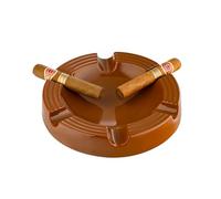 House of Ash Cendrier à cigares pour homme, accessoires vintage pour bar, maison ou bureau, grand plateau intérieur et extérieur, décoration robuste en céramique marron, rond