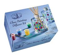 House of Crafts Diffuseur de peinture sur verre - Kit artisanal unique - Multicolore - Comprend 2 flacons diffuseurs de parfum en verre, des autocollants de contour argentés, 5 peintures, un pinceau,