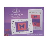 House of Crafts Kit de fabrication de cartes papillons - Multicolore - Comprend 6 cartes (158 x 110 mm) avec enveloppes, motifs et salutations, papiers colorés, colle PVA, motifs