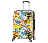 House Of Leather Valise à quatre roues rigide avec impression bande dessinée, bleu, 24" Medium, Bagage rigide avec roulettes pivotantes