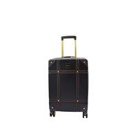 House Of Leather Valise de voyage rétro 8 roues rigide Londres, Noir , SMALL: 55 x 35 x 22cm, 3kg, Bagage rigide avec roulettes pivotantes
