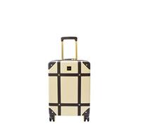 House Of Leather Valise de voyage rétro à 8 roues avec coque rigide Londres, crème, SMALL: 55 x 35 x 22cm, 3kg, Bagages rigides avec roulettes pivotantes