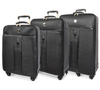 House Of Leather Valise légère à 4 roues pivotantes avec stabilisateurs Motif crocodile Noir, Noir , Full Set (S-M-L), Bagages avec roues pivotantes et stabilisateurs