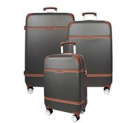 House Of Leather Valise rigide à 4 roues - Taille extensible - Gris, gris, Full Set (S-M-L), Bagage extensible avec roulettes pivotantes