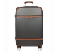 House Of Leather Valise rigide à 4 roues - Taille extensible - Gris, gris, M, Bagage extensible avec roulettes pivotantes