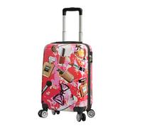 House Of Leather Valise rigide à imprimé de maquillage, léger et extensible à 4 roues rotatives, bagage de voyage pour femme Fleek, Multicolore, Small Cabin Size 20", Bagage extensible avec roulettes