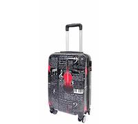 House Of Leather Valise rigide à quatre roues avec imprimé musique classique Bilbao, Noir , Cabin: H: 56 x L: 35 x W: 21 cm, 2.6kg, Bagage rigide avec roulettes pivotantes