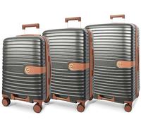 House Of Leather Valise rigide à quatre roues Durban, gris, Full Set 3 Sizes, Bagage rigide extensible avec roulettes pivotantes