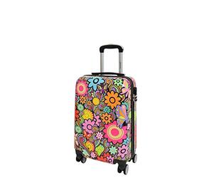 House Of Leather Valise rigide à quatre roues imprimée extensible avec imprimé floral, Multicolore, Cabin, Valise