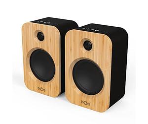 House of Marley Deux enceintes bluetooth Get Together Duo - Enceintes bibliothèques stereo - Haut-parleurs sans fil haute définition - A brancher ou autonomie 20 heures EM-JA019-SB