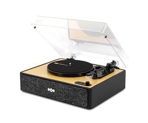 House of Marley Rise Up Tourne Disque Vinyle Bluetooth avec Enceinte IntéGRÉe - Platine Vinyle avec 3 Vitesses, Streaming Bidirectionnel, Matériaux Recyclés, Finition Bambou et Couvercle