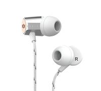 House of Marley Uplift 2.0 - écouteurs avec isolation de bruit, haut-parleurs de 9 mm, micro mains libres, Command à 1 bouton, inclut 3 tailles pour ajustement parfait - Silver