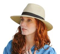House of Ord Cape Town Braided Fedora Femme et Homme Chapeau de Soleil Anti UV UPF50+ Taille Régable M/58cm ou L/61cm - Taille: M-L/58cm - Naturel