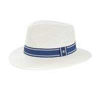 House of Ord Cape Town Stripe Fedora Femme & Homme Chapeau de Soleil Anti UV - Taille: M-L/58cm - Ivory/Navy/White