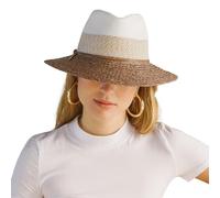 House of Ord Cape Town Tina Fedora Femme Chapeau de Soleil Élégant Raffia Fibre Naturelles Anti UV M/58cm Taille Régable - Taille: M-L/58cm - Champignon