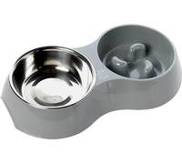 House Of Paws - Gamelle double pour chien "Go Slow" BZ5578 (taille unique) (Argent)