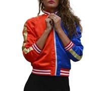 House of Sehrish Blouson aviateur Harley Quinn Halloween rouge bleu Jocker pour femme, rouge/bleu, XL