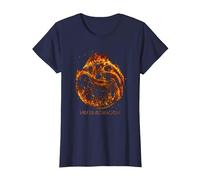 House of The Dragon Burning Targaryen Sigil T-Shirt, Femme, Bleu Marine, 3XL