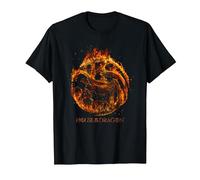 House of The Dragon Burning Targaryen Sigil T-Shirt, Homme, Noir, 3XL