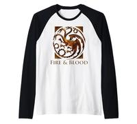 House of The Dragon Fire & Blood Metal Emblem Manche Raglan
