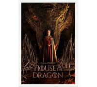 House of the Dragon - Poster - Rhaenyra and Daemon + cadre amovible, Shinsuke® Maxi MDF blanc, vitre acrylique