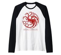 House of The Dragon Red Three Headed Dragon Emblem Manche Raglan