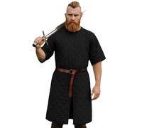 House of Warfare Medieval Gambeson Veste pour homme | Manteau rembourré Gambeson 13ème siècle 2 couches - Vêtement matelassé en coton arming wear, noir, Large