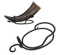 House of Warfare Medieval Handmade Iron Horn Stand for Drinking Horns Viking Beer Mead Horn Stand Made From Sturdy Iron for Display and Décor (Hand Forged Rustic Horn Stand)
