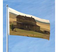 House On The Prairie Flag Drapeau double face sans décoloration avec bannière extérieure en laiton pour cour, porche, pelouse