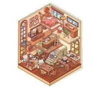 House Scene Stickers, Miniature Scene Decal, Decorative Home Stickers, Cartoon Scene Stickers, Toddler Wall Stickers Home Decoration Stickers Scene Stickers For Boys, Girls, Toddler, Children