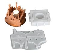 House Shape Candle Holder Mold - Broken Craft Free Result, Silicone Casting Mould, Non Stick Concrete Plaster Resin Tool, DIY Tealight Stand For Home Decor Valentine Birthday Holiday Usage