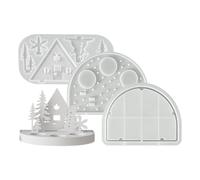 House Silicone Molds Candle Holder - Cute Village House Reusable Mould Tree | Christmas Tree Tealight Holder Mold for Home Bedroom Living | Room Coffee Table Art Class House Silicone Molds Candle Holder