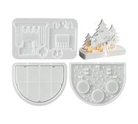 House Silicone Molds Candle Holder - Cute Village House Reusable Mould Tree | Christmas Tree Tealight Holder Mold for Home Bedroom Living | Room Coffee Table Art Class House Silicone Molds Candle Holder