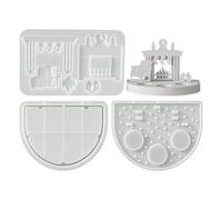 House Silicone Molds Candle Holder - Cute Village House Reusable Mould Tree | Christmas Tree Tealight Holder Mold for Home Bedroom Living | Room Coffee Table Art Class House Silicone Molds Candle Holder