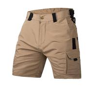 House Sock Short de travail pour homme Short cargo décontracté avec plusieurs poches (sans ceinture) avec poche pour téléphone, kaki, S
