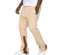 House Sock Splatted Ink Elastique Loose and Légèrement Flared Fashion and Stylish Trendy Casual Pants for Men's Clothing Star Glitter, beige, L