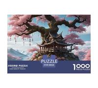 House Stress Relief Jigsaw The Cottage Under The Cherry Blossom Tree Puzzle 1000 Pieces, Educational for Kids and Adults, Brain Stimulation Indoor Activity 38x26cm/1000pcs