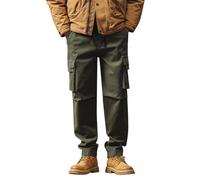 House with Loose Jeans Pants Cargo Fashion Size Casual Retro Men's Straight Large Pants Sprinkle Workout Pant, Vert, M