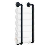 HouseAid Porte-Serviettes en Forme de Tuyau Industriel, Support de Rangement de Serviettes de Salle de Bain de Style Vintage, Montage Mural, Noir Mat