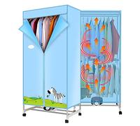 Household Clothes Dryer, 1000W-2 Layer Electric Clothes Drying Rack, 1.5m Small Wardrobe, 30-180min Timing +15kg Load Bearing, 360° Constant Temperature Heating Clothes Dryer,Blue