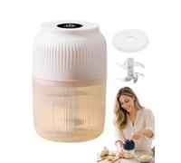 Household Electric Garlic Crusher - 350ml Mini Electric Garlic Chopper with Lid - Portable USB Rechargeable 6-Blades Food Shredder for Onion, Ginger, Chili & Nuts (White)