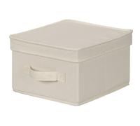 Household Essentials 111 Boîte de Rangement avec Couvercle et poignée - Toile Beige Naturel - Taille M, Bordure Naturelle