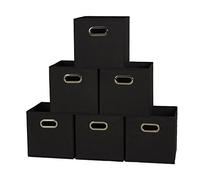 Household Essentials 80-1 Lot de 6 bacs de rangement pliables en tissu avec poignées, noir, polypropylène (PP) fer, 2,7 kg