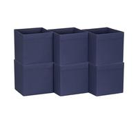 Household Essentials 87-1 Foldable Fabric Storage Bins | Set of 6 Cubby Cubes with Flap Handle, Navy Blue