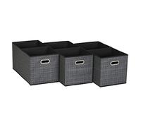 Household Essentials, Black Mix Lot de 6 bacs de rangement en tissu avec poignée