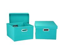 Household Essentials Boîtes de rangement en tissu avec couvercles et poignées, Aqua