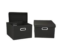 Household Essentials Boîtes de rangement en tissu avec couvercles et poignées Noir
