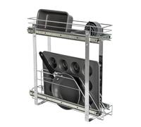 Household Essentials Glidez Organiseur de rangement coulissant multifonction en acier chromé pour ustensiles de cuisine et ustensiles de pâtisserie - Design à 2 niveaux - Convient aux armoires ou