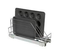 Household Essentials Glidez Organiseur de rangement coulissant multifonction en acier chromé pour ustensiles de cuisine et ustensiles de cuisson - Convient aux armoires ou étagères de taille standard,